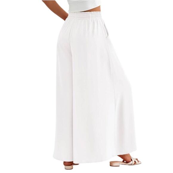 BTFBM WOMAN PALAZZO PANTS W/POCKETS WHITE SZ.M NWOT. - Picture 3 of 7